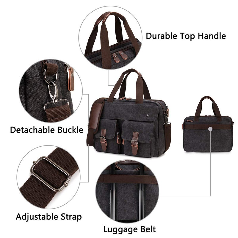RAVUO Messenger Bag for Men, Water Resistant Mens Briefcase 15.6 Inch Laptop Bag Large Canvas Shoulder Satchel Bag - Image 4